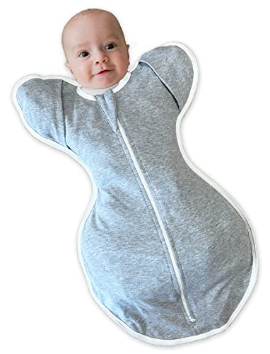 【手が出せる】 おくるみ モロー反射を防ぐ スワドル 【助産師さん推薦】天然コットン100% Mughart 夜泣き対策 新生児 ベビー 着くるみ (Sサイズ, グレー)