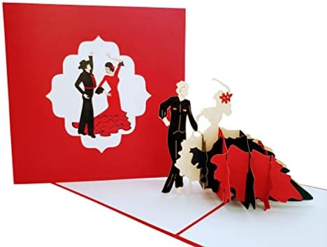 iGifts And Cards Flamenco Dancers 3D Pop Up Greeting Card - Dancing, Artist, Beautiful, Dress, Couple, Art, Love, Wow, Fun, Half-Fold, Happy Birthday, Retirement, Friendship, Thank You, Just Because