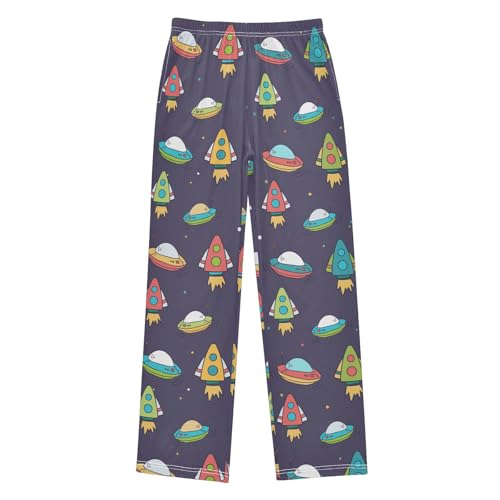 ZZXXB Airship and Rocket Print Boys Long Pants Soft Trousers Elastic Waist Kids Lounge Bottoms with Pockets S-XL