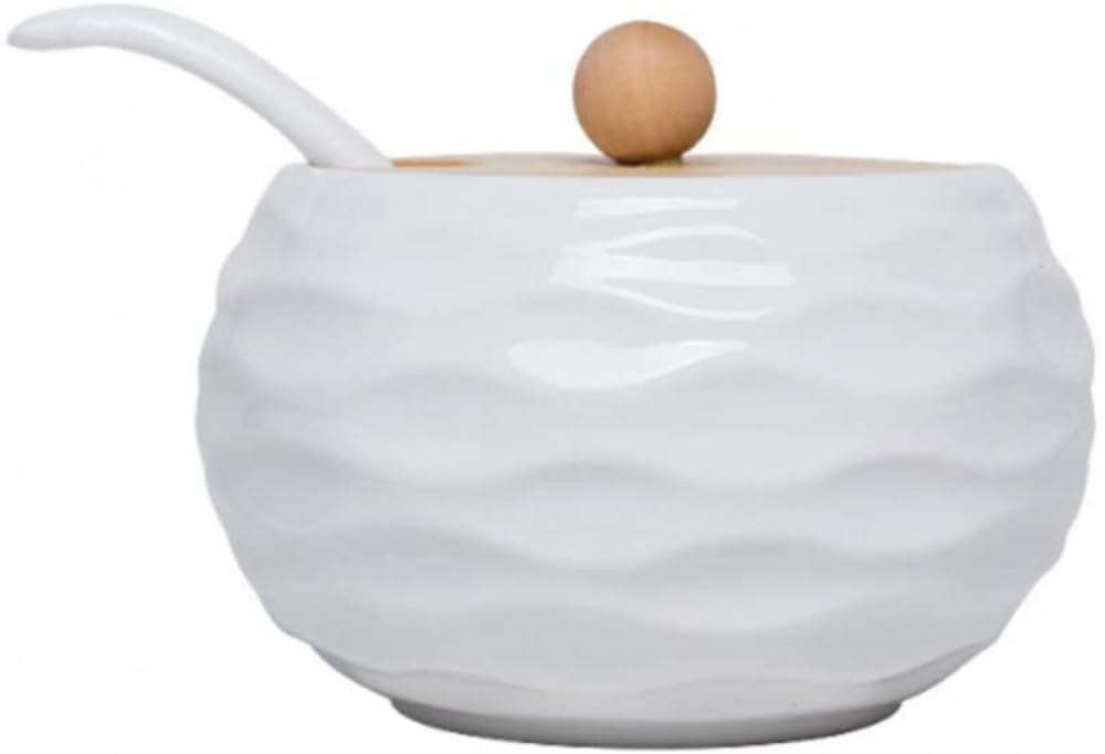 Gewürzdosen, Set mit 3 Gewürzgläsern, Gewürzständer, Keramik-Zuckerdose, Vorratsdose Servierlöffeln und Deckel, 24 x cm