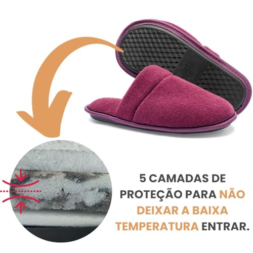 Pantufa Chinelo Tradicional Sola Ante Derrapante Super Quentinha (37/38, Bordo)