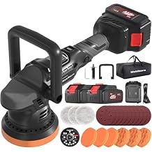 Cordless Buffer Polisher, 5 Inch Random Orbital Car Polisher, 6 Variable Speed 1000-5200 RPM, 21V 3.0Ah Batteries, 28Pcs Attachments, Polisher for Car Detailing, Boat Sanding, Scratch Removing
