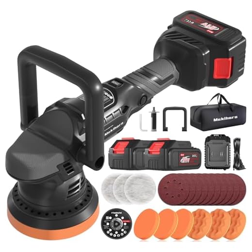 Wireless Buffer Polisher, 5 Zoll Random Orbital Wax 6 Variable Geschwindigkeiten 1000-5200RPM 21V 3.0Ah Batterien, 27pcs Polierset, für Auto Polieren, Wachsen,