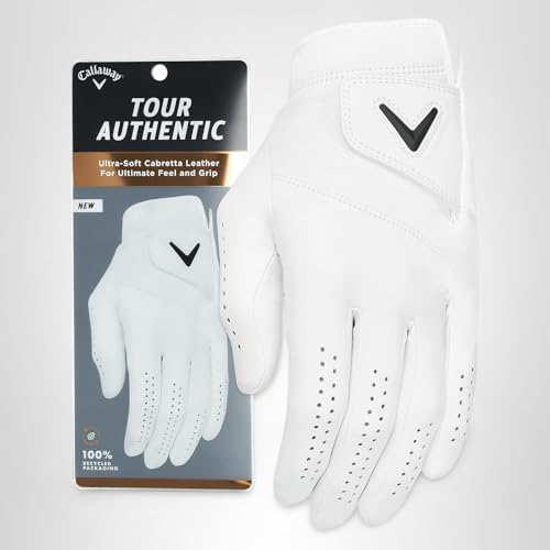 Callaway Golf Tour Authentic Glove (Standard, XX-Large, White 2022, Worn on Left Hand)