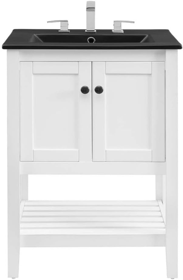 Modway Prestige 24" Bathroom Vanity with Sink in White Black