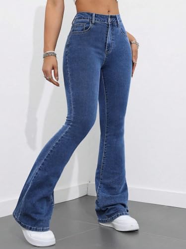 Image of KOTTY Women's High Waist Jeans||Flared Bell Bottom Bootcut||Wide Leg Stretch Denim - Perfect for Travel, Party & Everyday Use