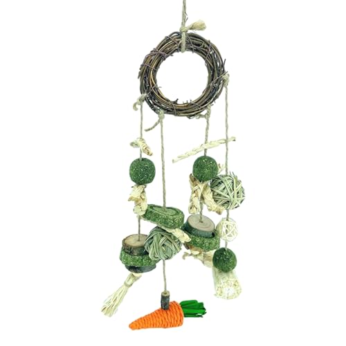 CENMOO Hangings - Juguetes masticables naturales hechos a mano, golosinas de chinchilla para hámsteres, conejos, pájaros, loros, chinchilla, cobayas, golosinas