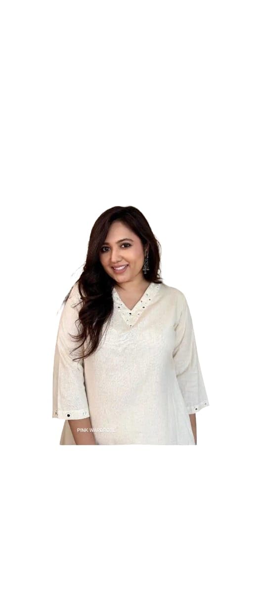 Elegant Cotton Flex Mirror Work Kurti with Palazzo (XL)
