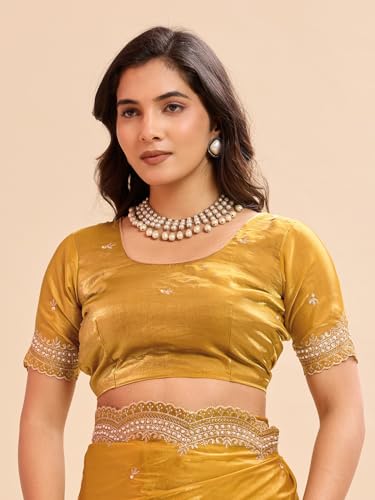 Image of Embellished Embroidered Pure Chiffon Heavy Work Saree