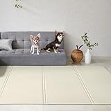 RK ペットマット 防水 PVC素材 折り畳み 大判 130×190cm カットできる 猫 犬用 国内抗菌検査実証&子供向け製品の品質検査実証 プレイマット フロアマット 床暖房対応 (アイボリー)
