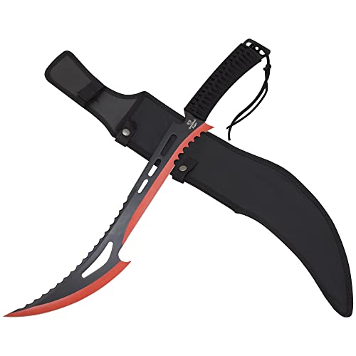 Snake Eye Tactical Fantasy Sword w/Nylon Sheath Machete Outdoors Camping (871, Black Red)