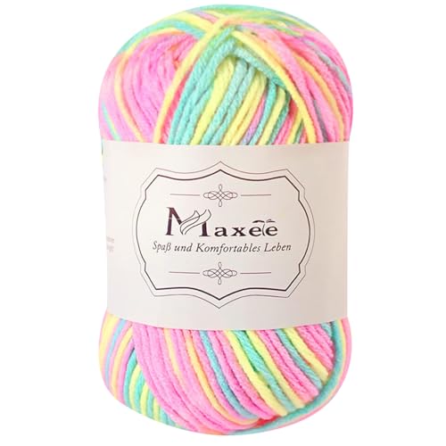 Maxee Handstrickgarn, 50 g Häkelgarn, Bunt Farbverlauf Acrylgarn zum Stricken, Weicher Wolle zum Häkeln, Mehrfarbiges Garn zum Stricken Häkeln und Basteln., 3.74 €