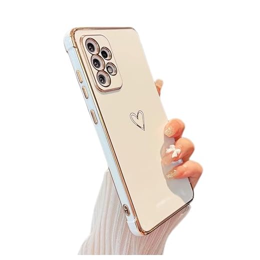 ZTOFERA Capa projetada para Samsung Galaxy A53, linda estampa de corações amorosos com proteção de lente de câmera, capa de telefone para Samsung Galaxy A53 5G, branca