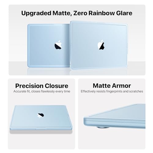 Image of Soonjet Compatible with MacBook Air 13 inch Case M5 M4 M3 M2 2026 2025-2022, Release Model A3449 A3240 A3113 A2681, [True-Tone Color Match] Hard Shell Laptop Cover for MacBook Air 13.6 inch - Sky Blue