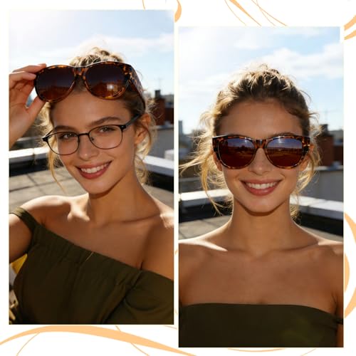 Image of HAOLOTA Sunglasses that Fit-Over Glasses Women Polarized, Trendy Cat Eye Sunglasses Wear Over Glasses, UV Protection