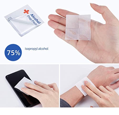 Alcohol Prep Pads, 75% Alcohol Cotton Slices, 100 Pcs Gauze Pads Individually Wrapped Swap Pad Wet Wipe, 6 x 6cm/2.36in x 2.36in — view 4