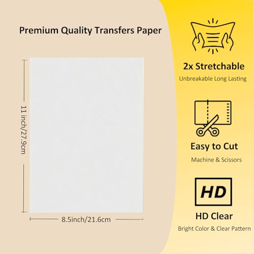 Hoxemator Bügelfolie zum Bedrucken für Helle Textilien – 16 Blatt Transferpapier zum Aufbügeln, Waschfeste DIY Bedruckbare T-Shirt Transferfolie für Tintenstrahl- & Laserdrucker