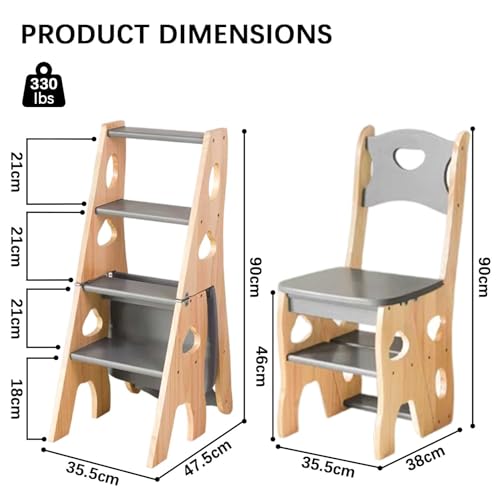 Tabouret escabeau pliant multifonctionnel bois support exposition 4 marches - 3