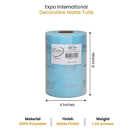 Image of Expo International Decorative Matte Tulle Spool of 6 inch X 100 yards | Light Blue