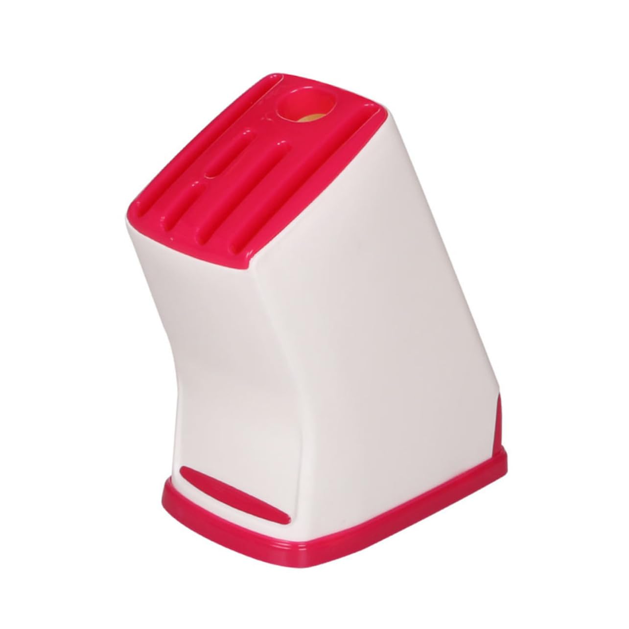 Sosoport Multifunctional Drain Tool Storage Rack Red Knife Holder with Ventilation Slots for Quick Drying Non Slip Base for Kitchen Organization and Scissor Storage