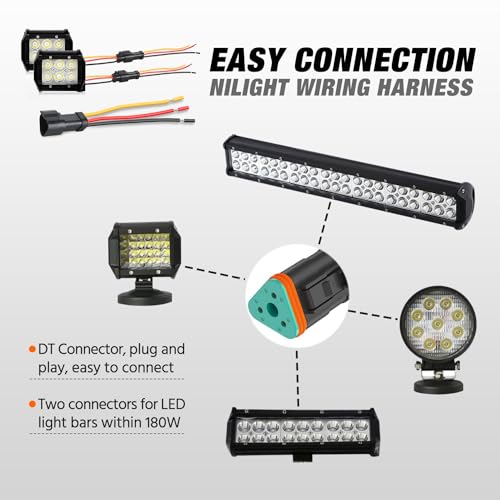 Image of Nilight 3 Pin DT Connectors 16AWG 6 Kits Male&Female Electrical Connector