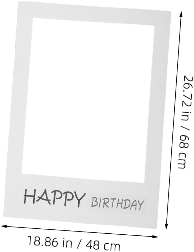 2pcs Happy Birthday Paper Frame Photo Booth Props Set White Dark Celebration Picture Props Birthday Party Photo Taking Tool Decorative Cutout for Celebration