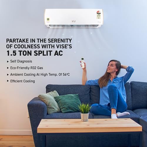 Image of VISE (by Vijay Sales) 1.5 Ton (3 Star - Inverter) Split AC with 3D Panel, Turbo Mode, Power Saving Mode, 4 Way Swing, 100% Copper Condenser (VS18INV3S3W)