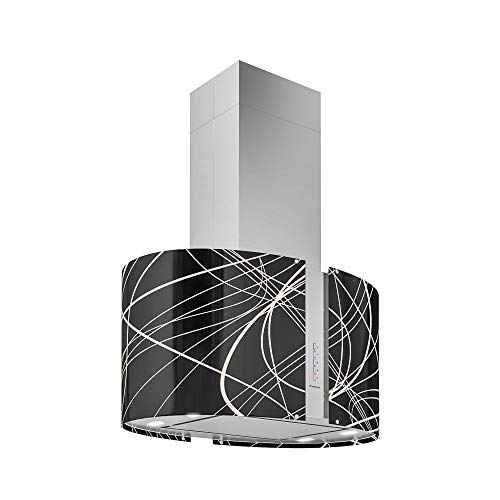 Futuro Futuro Murano Echo LED 27 Inch Island-mount Range Hood, Unique Designer Glass, Ultra-Quiet, with Blower