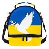 NigelMu Sac à lunch à bandoulière pour femmes hommes sac à lunch isolé,Drapeau de l'Ukraine de la paix,boîte à lunch double couche étanche