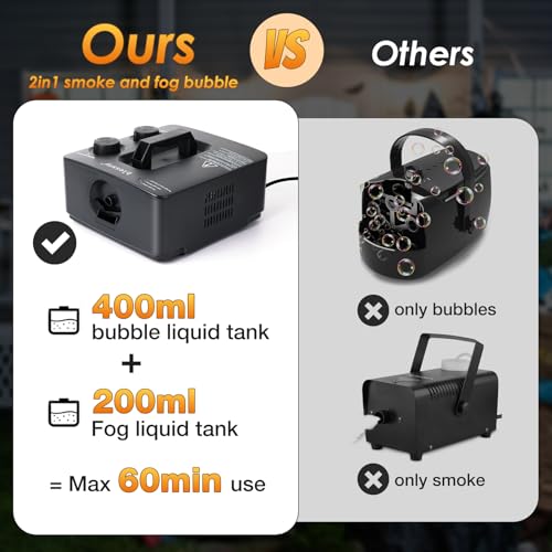 fog bubble machine 2 in 1 professional smoke bubble maker for stage party halloween christmas wedding birthday 8000fog filled bubble per minute 250w black