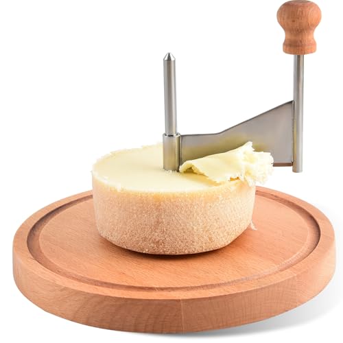 ShinianYa Rizador de queso de madera de haya, acero inoxidable, ideal para rueda de queso y virutas y rizos de chocolate, rizador de queso Tete de Moine y Girolle