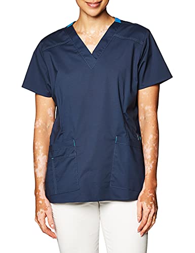 WonderWink Women's Wonderflex Verity Scrub Top, Navy, Small