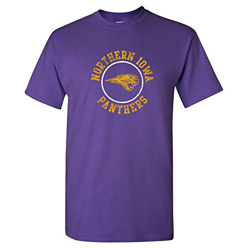 UGP Campus Apparel AS04 - Northern Iowa Panthers Distressed Circle Logo T Shirt - Large - Purple