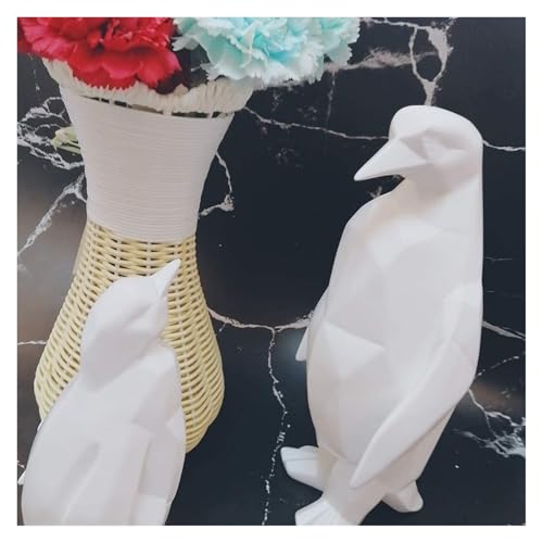 Statue pingouin mère et fils sculpture résine cadeau décoration