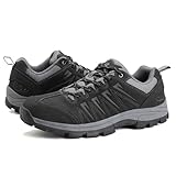 OL OUTJET LEGEND Men's Waterproof Hiking Shoes Leather Comfortable Lightweight Anti-Slip Outdoor Walking Work Sneakers Black