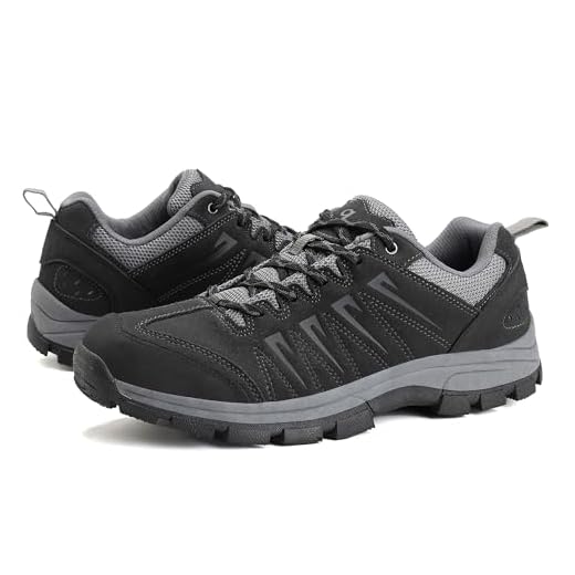OL OUTJET LEGEND Men's Waterproof Hiking Shoes Leather Comfortable Lightweight Anti-Slip Outdoor Walking Work Sneakers Black