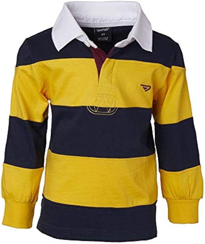 Sportoli Boys Cotton Wide Striped Long Sleeve Polo Rugby Shirt