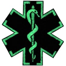 EmbTao Glow in Dark ACU EMS EMT Medic Paramedic Star of Life Morale Tactical Embroidered Applique Iron On/Sew On Patch - Black & White