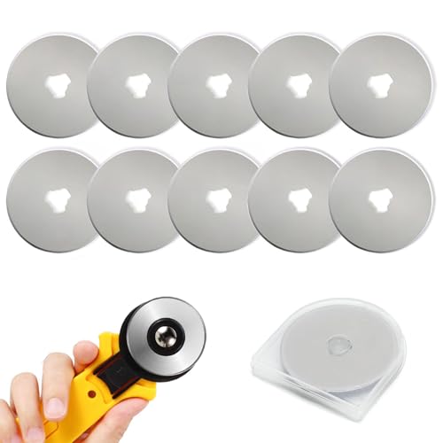 10PCS Rotary Cutter Blade, 45mm Rotary Cutter Replacement Blades Pack of 10, Precision Cutting Blades Refill for Sewing, Quilting, and DIY Projects, Fits Most Rotary Cutters