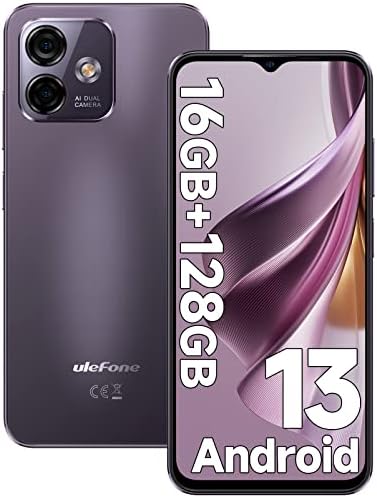 Ulefone Note 16 Pro Mobile Phones Android 13, 16GB+128GB/256GB SD 50MP+8MP Camera Octa Core 6.52 HD+ 4400mAh 4G Dual Sim Smartphone SIM Free Unlocked Fingerprint Face ID GPS OTG, UK Version - Purple