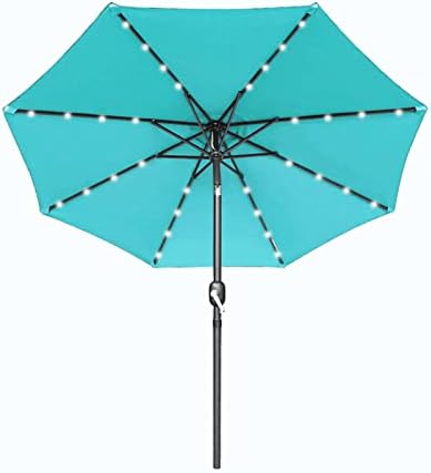 offset patio umbrella with solar lights Outside Shade cantilever patio umbrella Windproof deck umbrella with lights bistro backyard deck balcony patio umbrella with led lights for Patio Market Outdoor
