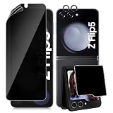 Datree Anti Espion Verre Trempé pour Samsung Galaxy Z Flip 5/Z Flip5, 1+1+1 Pièces Intérieure en TPU Privacy Film + Anti Spy Protection Extérieure + Caméra Arrière Protecteur, Anti Rayures Sans Bulles