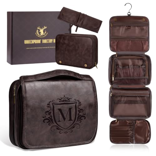 Aganmi Personalized 3-in-1 Hanging Toiletry Bag Travel Gifts for Men Him