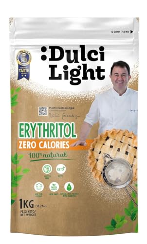 DULCI LIGHT STEVIA DULCE Y FAVORABLE - Dulcilight Érythritol Zéro Calorie 1Kg Saveur 100% Naturelle | Édulcorant Poudre Substitut de Sucre Sans OGM Keto Végétalien Sans Gluten | Sans Arrière-Goût Prends Soin de Tes Dents