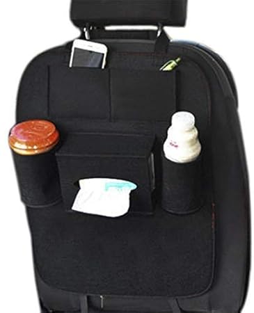 Dhruheer Multi Pocket Car Auto Seat Back Storage Bag Organizer - Mobile Tablet Cell Phone Tray Tissue Mirror Drink Bottle Snacks Books Pens Break Fast Pocket Cover Organizer Holder Storage Bag Hanger