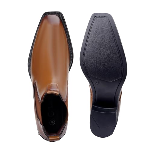 Image of Men's 2 Inch Heel Height Increasing Faux Leather Material With Casual Formal Slipon Chelsea Boot.