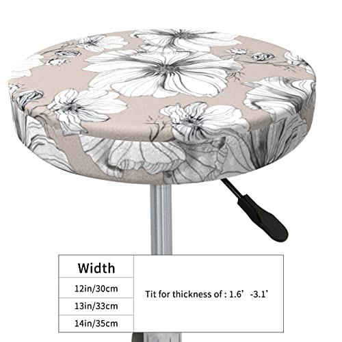 White Floral Round Bar Stool Covers,Washable Soft Bar Stool Cover Cushion Slipcover 12 Inch #TOP3