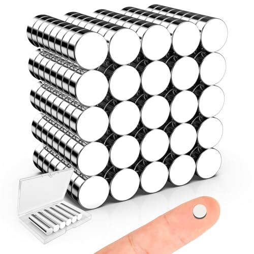 Mini Magnets, Caturledas 200 Pack 5x3 mm Small Round Magnetic Rare Earth Neodymium Fridge Magnet for Home Kitchen Office School 3D Printing Industrial Scientific Purpose, Silver