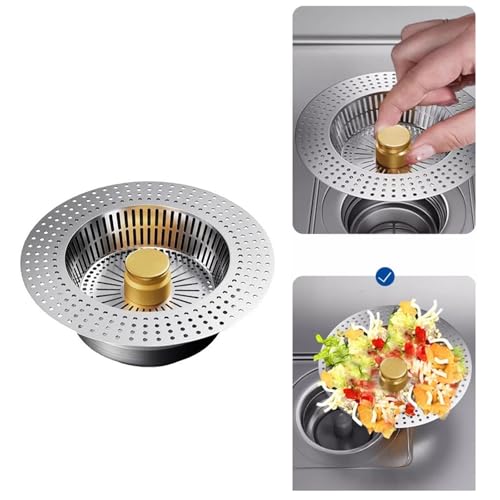 Colador Cesto de Acero Inoxidable para Fregadero Dorado miniatura 2