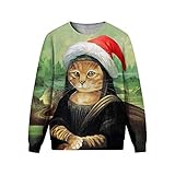 fansu unisex maglione natale, maglione brutto di natale felpa con stampa cane e gatto 3d pullover natale maglietta a manica lunga (m,gk222-xmas cat)